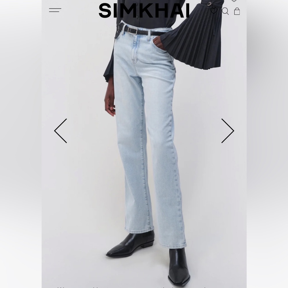 NWT Jonathan SIMKHAI Liam High Rise Straight leg Hermosa light blue wash denim